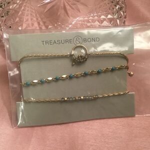 NWT Treasure & Bond (Nordstrom) Set of 3 Adjustable Goldtone Bracelets